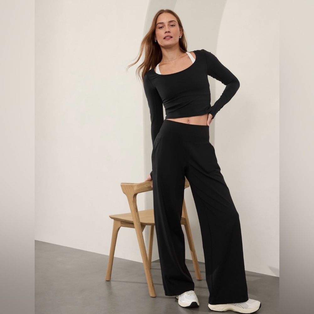 Athleta Venice Black Wide-Leg Lounge Pants